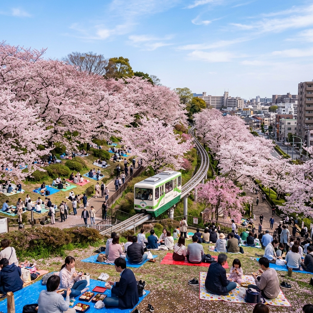 王子：飛鳥山公園のモノレールと、江戸時代からの桜の名所を巡る