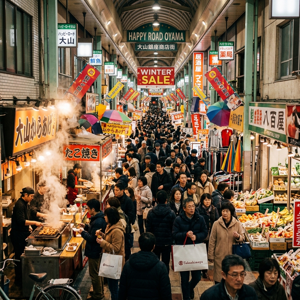 大山:ハッピーロード大山商店街。活気あふれるアーケードで楽しむ庶民派グルメ