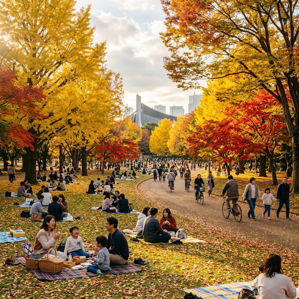 代々木公園：都心のオアシスで楽しむ、黄金色のイチョウ並木と紅葉散策
